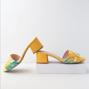 Yellow Floral Mules
